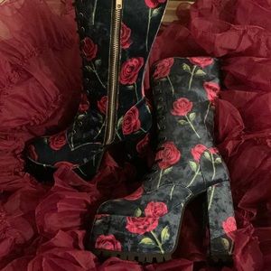 Dolls kill velvet rose platform heels